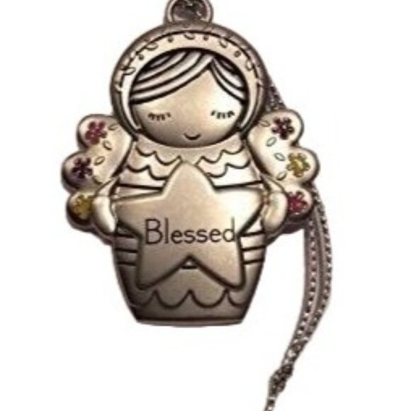 Hallmark Christmas Ornament Metal Angel Flowers Blessed - Picture 2 of 2